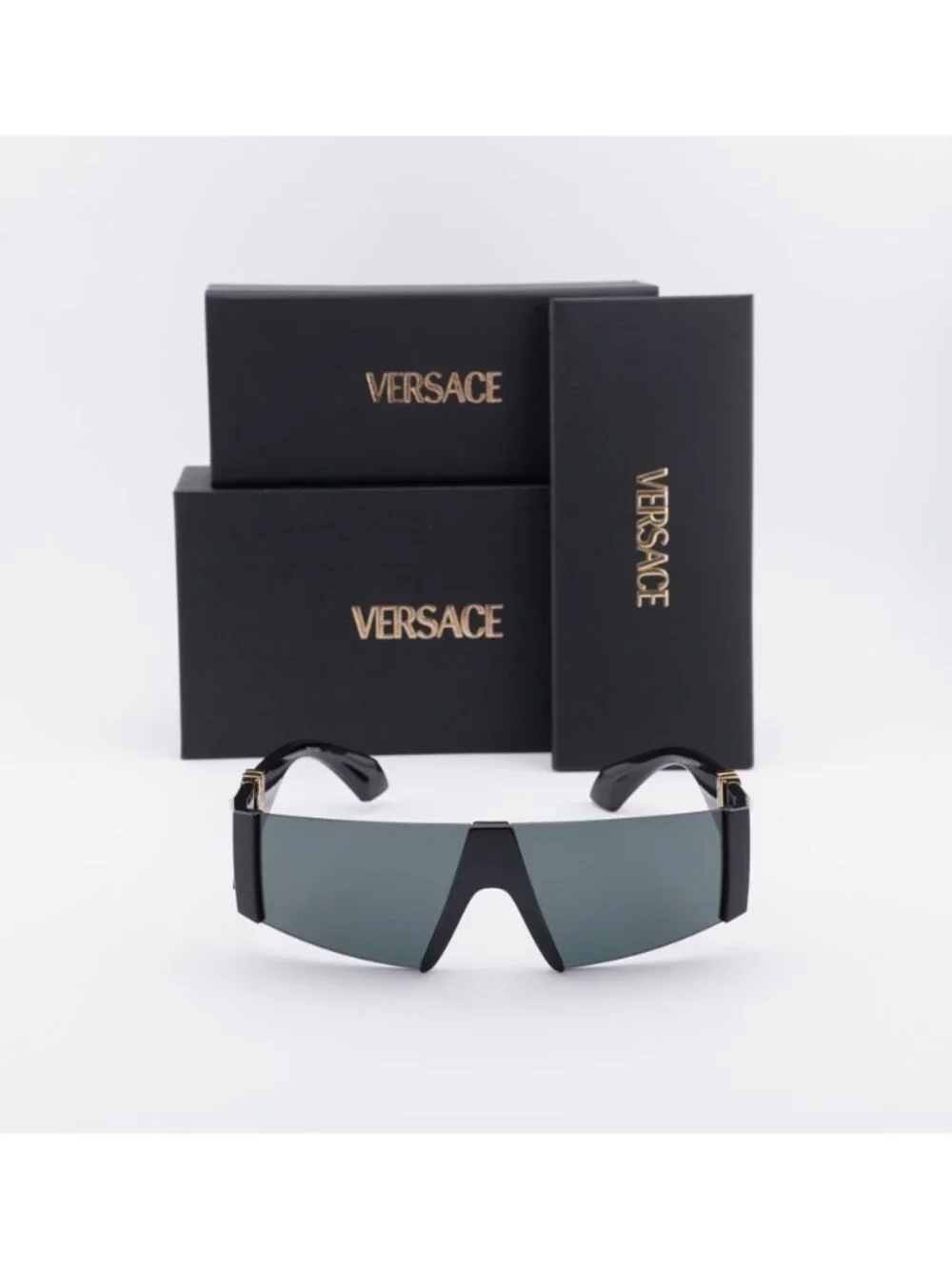Versace VE4516 GB1/87 Shield Sunglasses – Black / Grey
